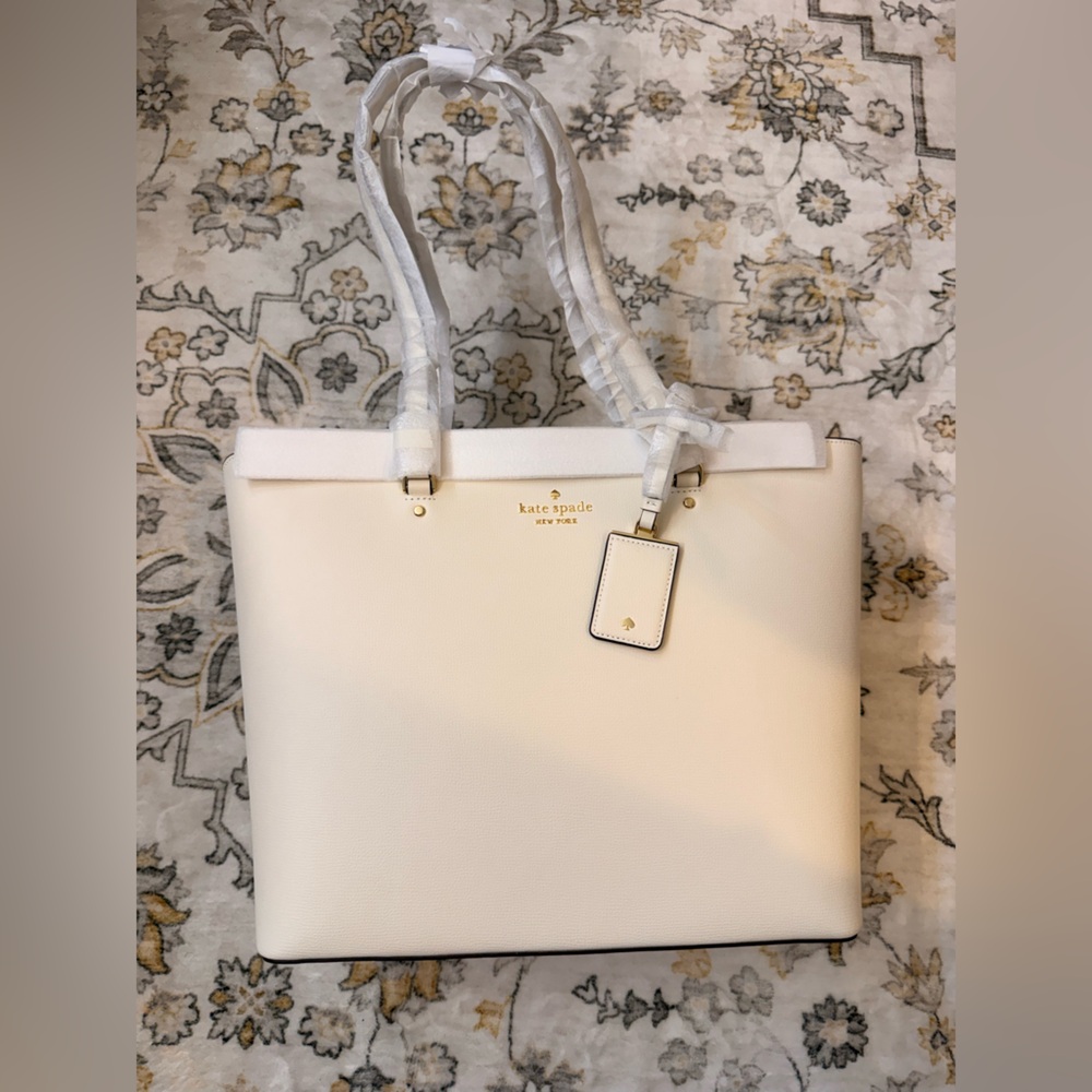 Brand New Kate Spade Cream and Gold Large Tote Bag